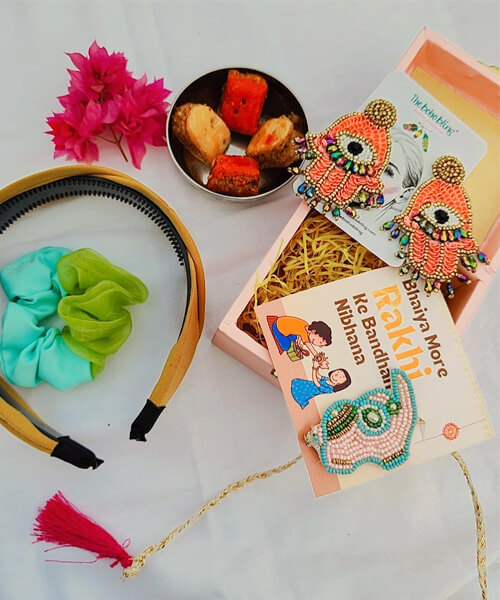 Handcrafted Beaded Bhai Motif Rakhi Hampers - 3
